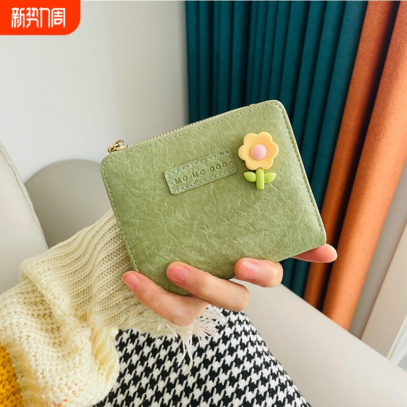 新款设计感小钱包女少女心可爱日系短款多卡位卡包零钱一体包钱夹