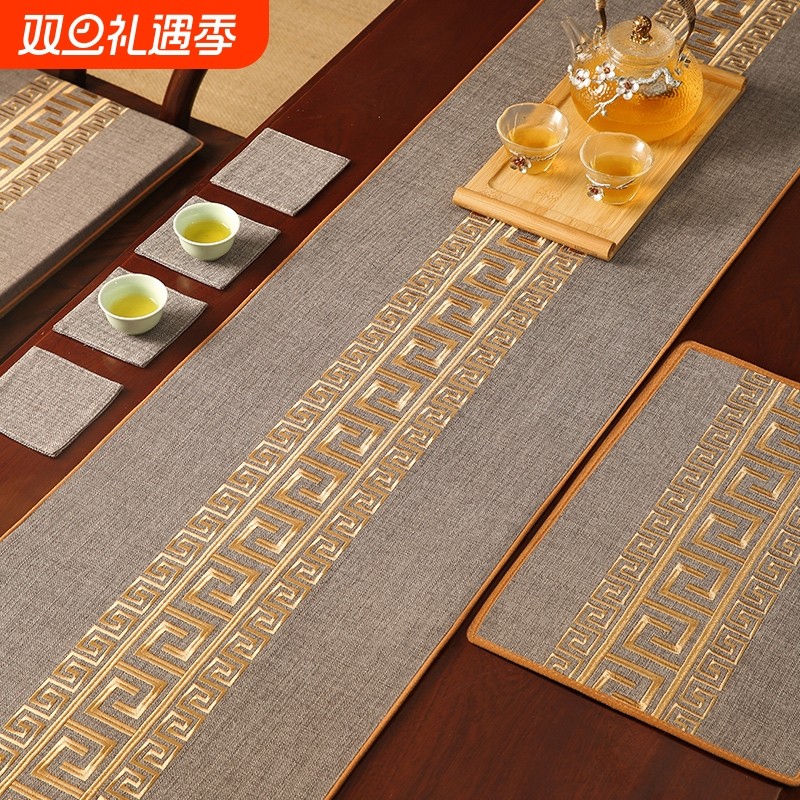 桌旗中式新中式茶席禅意茶桌布防水茶台布艺长条茶旗茶几垫布