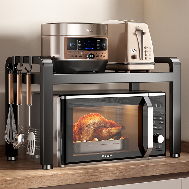 厨房微波炉架子置物架多功能台面电饭锅烤箱收纳支架多层双层单层