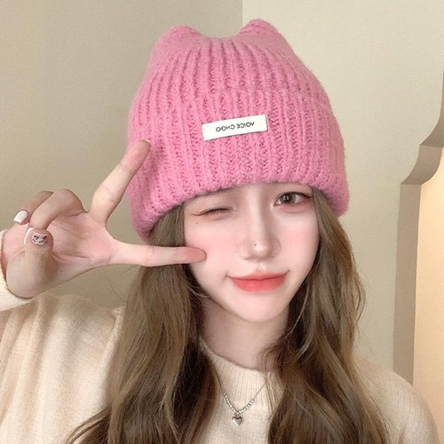 毛线帽女秋冬护耳保暖宽松针织帽