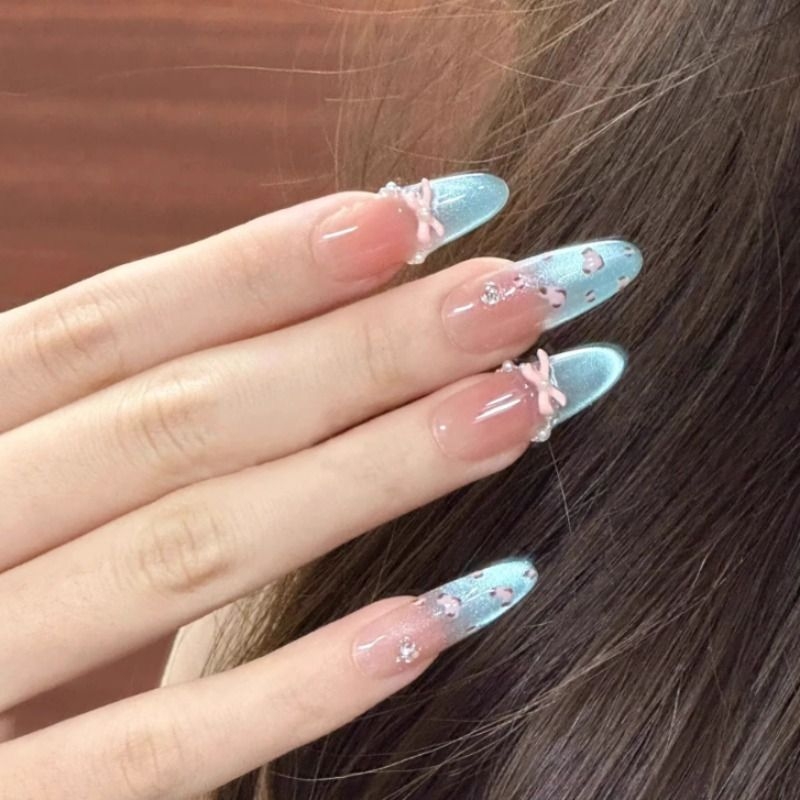 穿戴甲中长款豹豹穿戴美甲2025新款短款纯手工学生党高级蝴蝶温柔