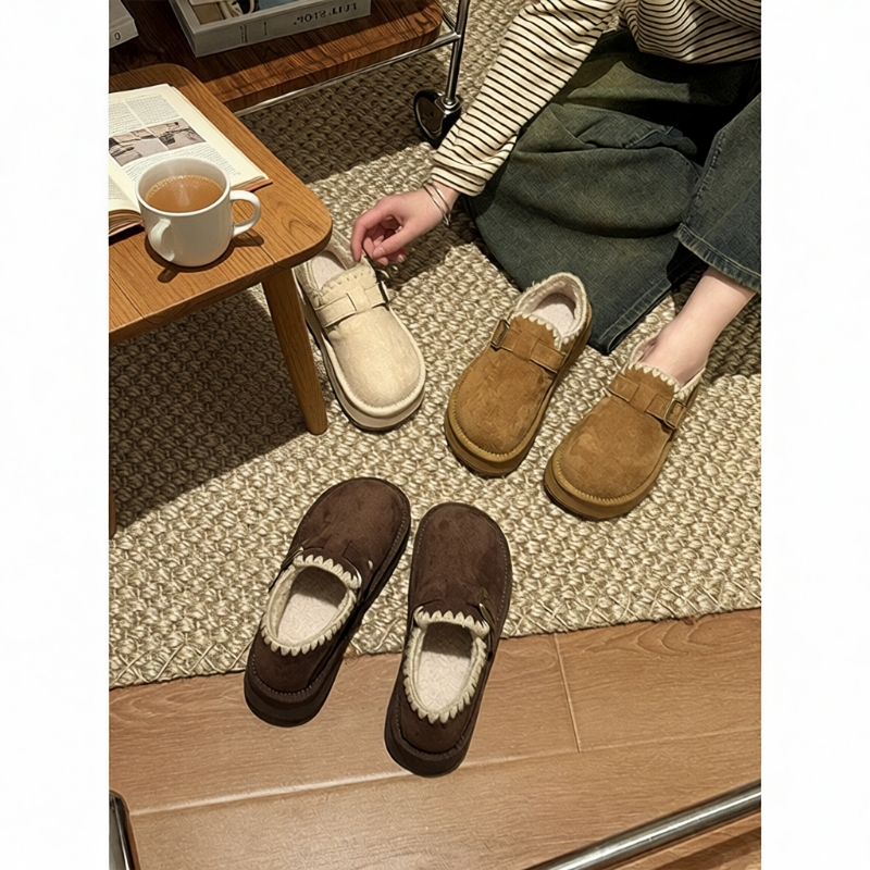 勃肯鞋女款2025新款冬季季厚底增高鞋子加绒棉鞋全包博肯鞋单鞋