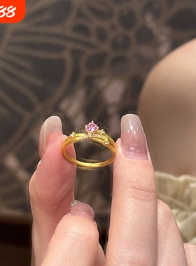 韩系清冷风交叉星轨戒指活口可调节女小众独特设计紫色锆石食指戒