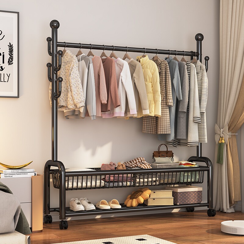 卧室挂衣架落地可移动衣帽架客厅衣服家用收纳架轻奢帽子储物家居