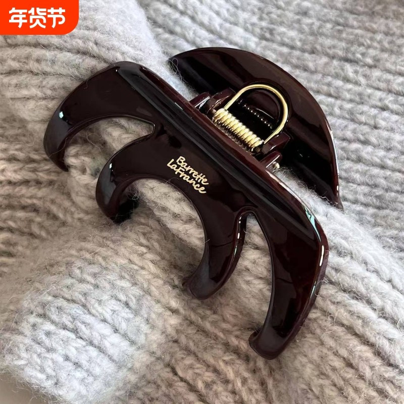 咖色南瓜抓夹高级感简约百搭女后脑勺盘发扎头发气质优雅头饰