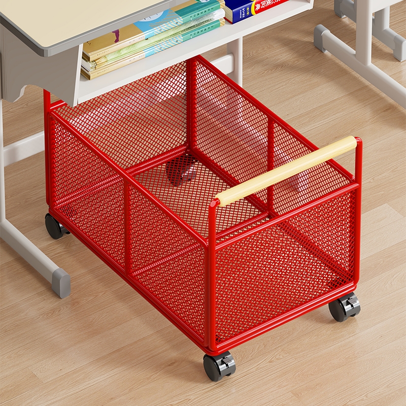 高颜值移动书本收纳箱装书小推车