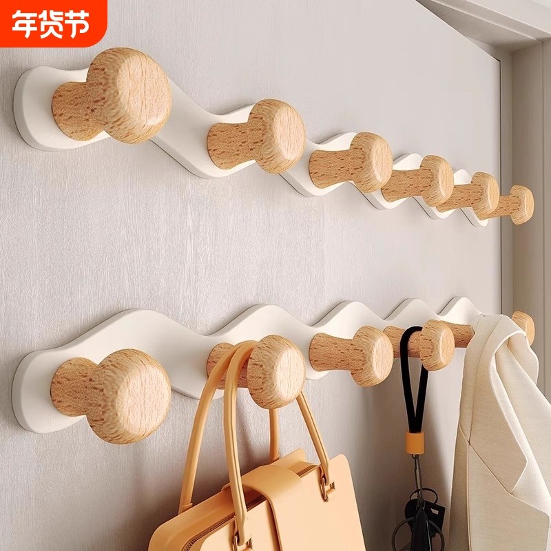 墙上挂衣架免打孔衣服挂钩玄关入户门后壁挂式衣帽架卧室门后挂钩