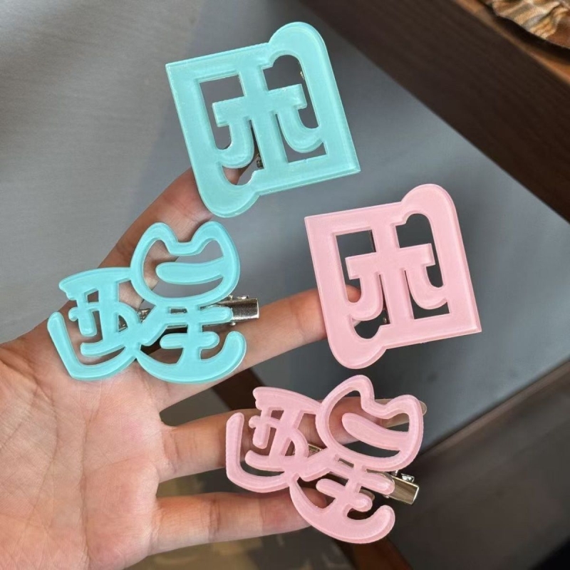 新款可爱蓝色文字醒醒发夹y2k侧边刘海发卡少女鸭嘴发饰头饰