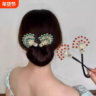 丸子头孔雀发夹女|118人收藏