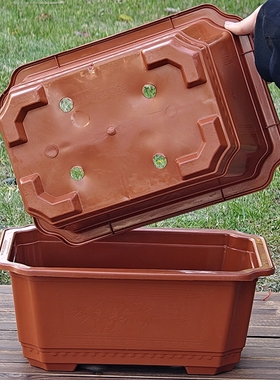 长方形国风花盆加厚加大阳台种菜苗木多肉盆栽盆景环保控根塑料盆