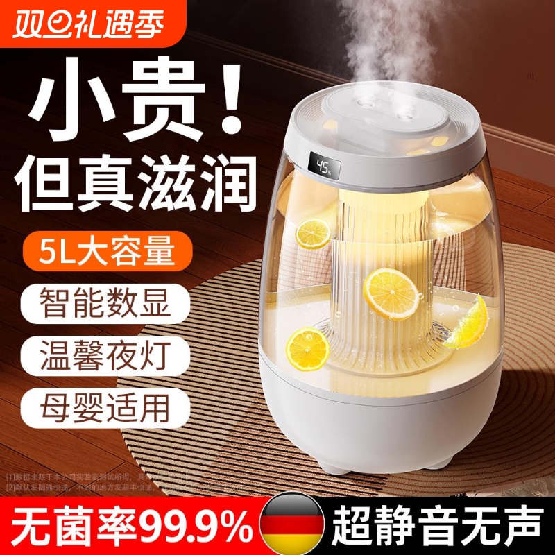 加湿器小型2025新款家用静音卧室孕妇婴儿净化办公室桌面空气大雾量空气净化加湿器