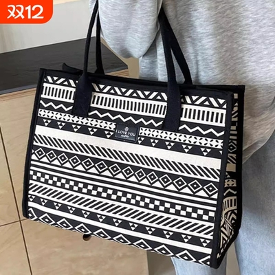 托特大容量2025新款单肩包包女通勤帆布手提购物袋外出旅行通勤包