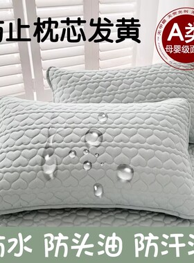 防口水枕头套防油污隔脏枕套单个一对装枕芯内胆套48cmx74cm防水