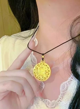 越南古法沙金八宝罗盘项链吊坠