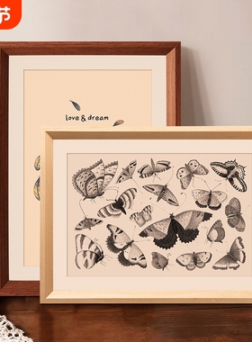 复古画框架装裱仿木质相框挂墙四4k8k水彩素描a3a4纸油画拼图相框