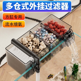 小鱼缸过滤器过滤盒壁挂式净水循环三合一小型循环泵外置鱼缸顶部