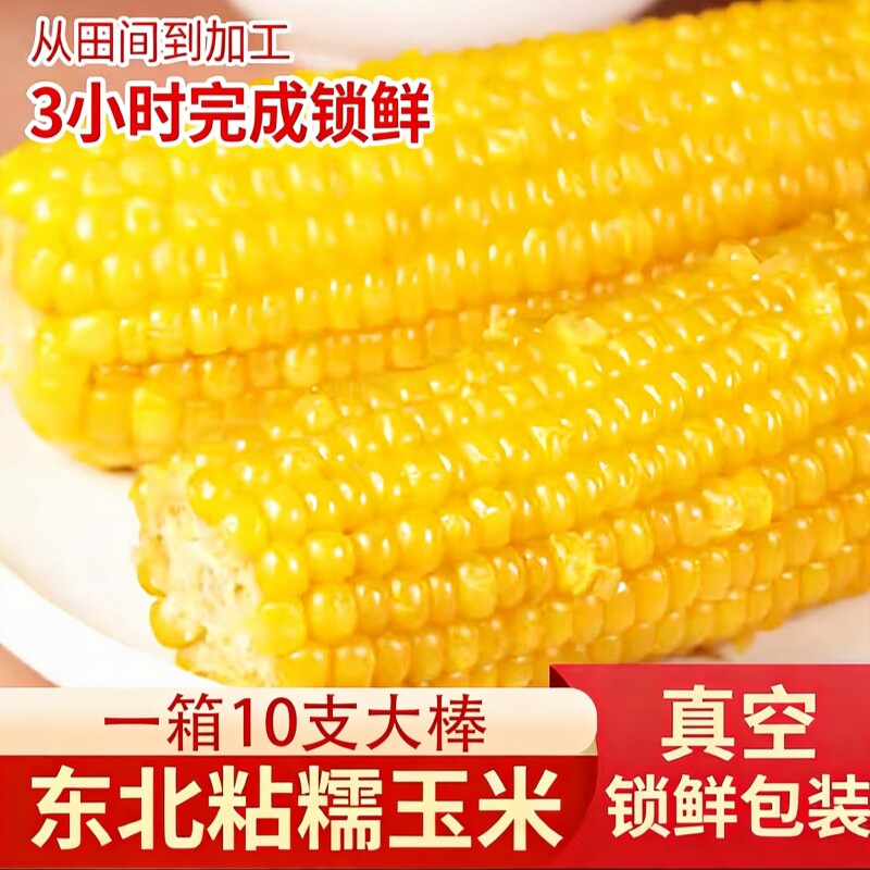 东北产地直发头茬黄糯玉米真空包装新鲜现摘香粘粘苞米非即食粗粮