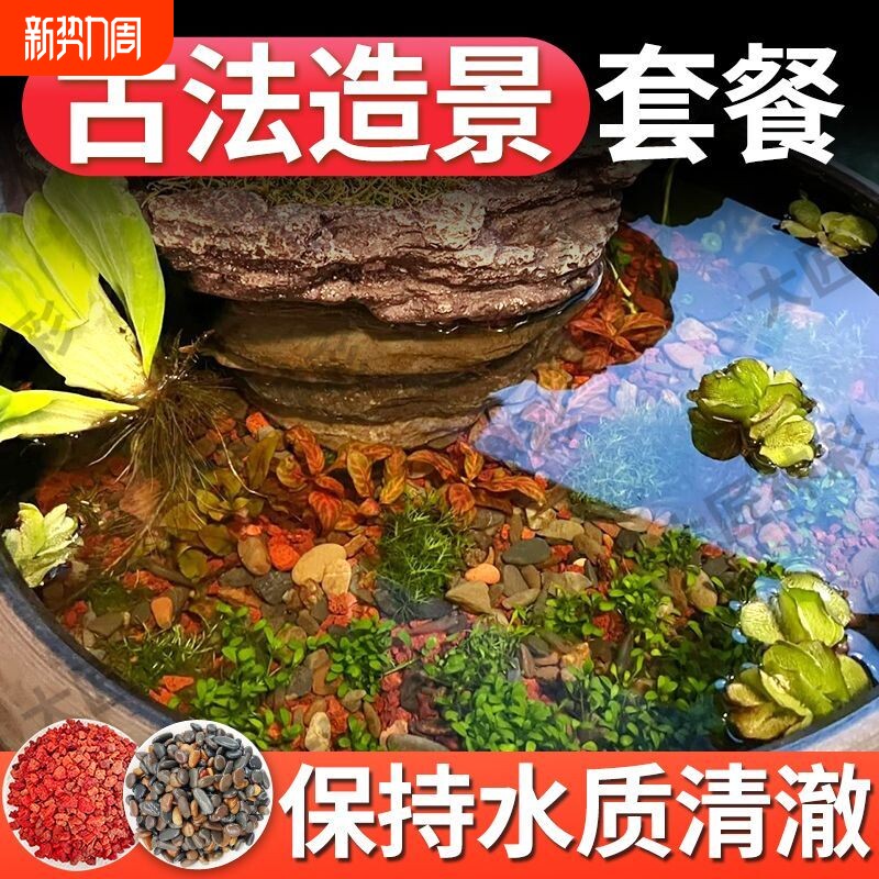 原生缸造景底沙天然砂南美雷龙鱼缸古法养鱼底砂火山石溪流石套餐