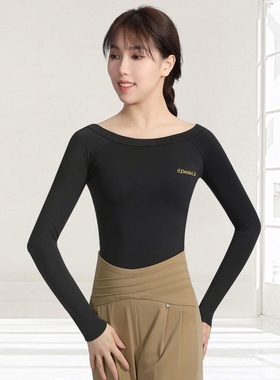 丹宝罗拉丁舞练功服女新款摩登舞春秋舞衣跳交谊舞上衣国标舞服装