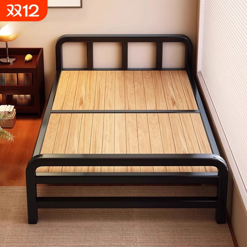 折叠床成人家用1米5小床单人双人床出租房用实木床硬板床卧室床架