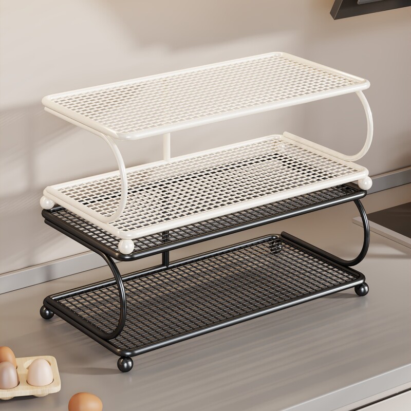 厨房备菜盘置物架双层多功能开放配菜盘台面铁艺蔬果放置架多层