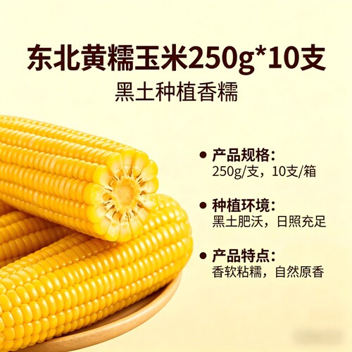 东北特产黄糯玉米新鲜软糯大棒粘苞米真空包装低脂代餐玉米棒香糯