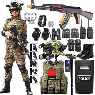 儿童玩具枪套装男孩军装真户外衣服迷彩特种兵三级甲小警察装备