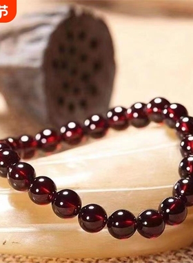 爆款仿酒红色石榴石手串三圈手链女款水晶酒红石榴石手串项链货源