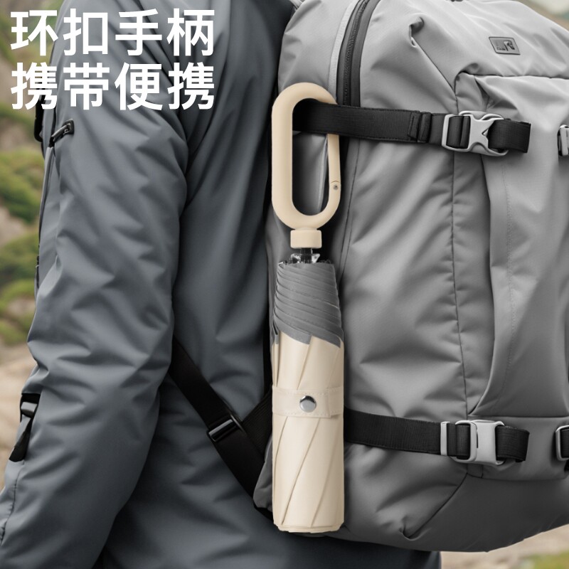 环扣三折伞晴雨伞骨防晒黑胶伞晴雨两用伞户外便携超强手动加固