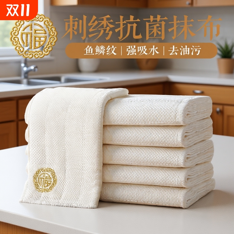 抗菌抹布厨房专用洗碗布棉纱加厚洗碗巾不沾油清洁毛巾家用吸水