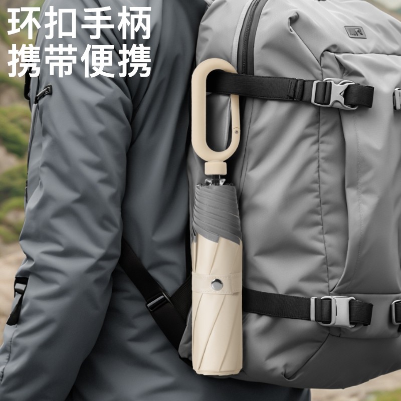 环扣三折伞晴雨伞骨防晒黑胶伞晴雨两用伞户外便携超强手动加固