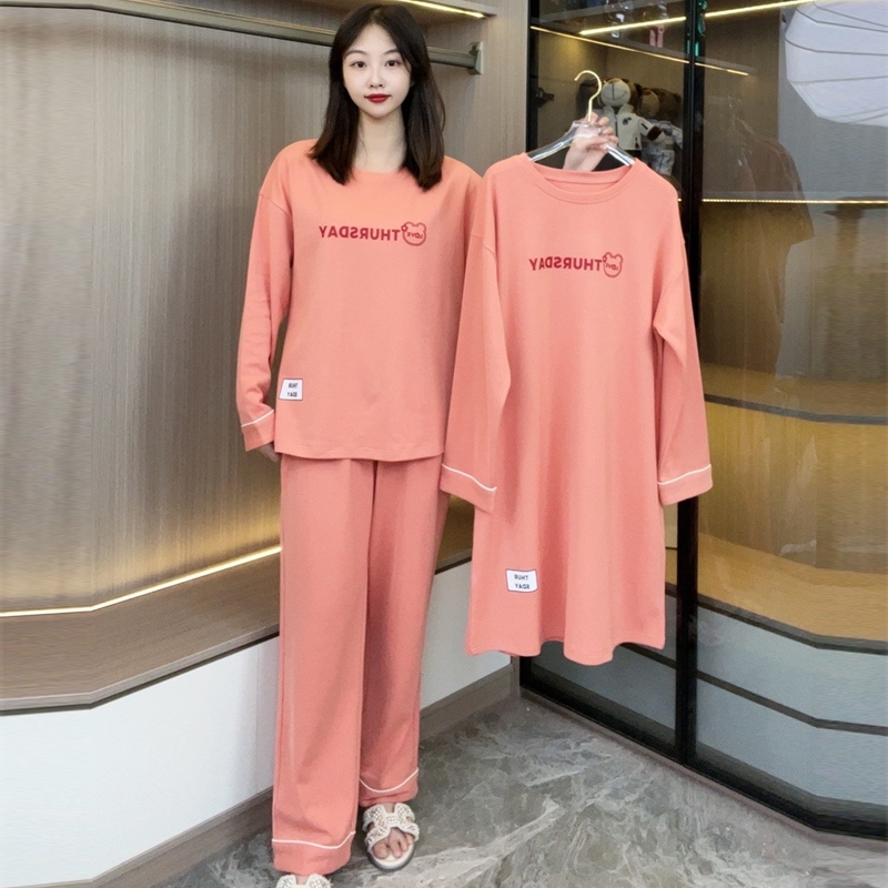 三件套睡衣女款2025新款春秋款长袖针织睡裙秋冬款长裤套装家居服