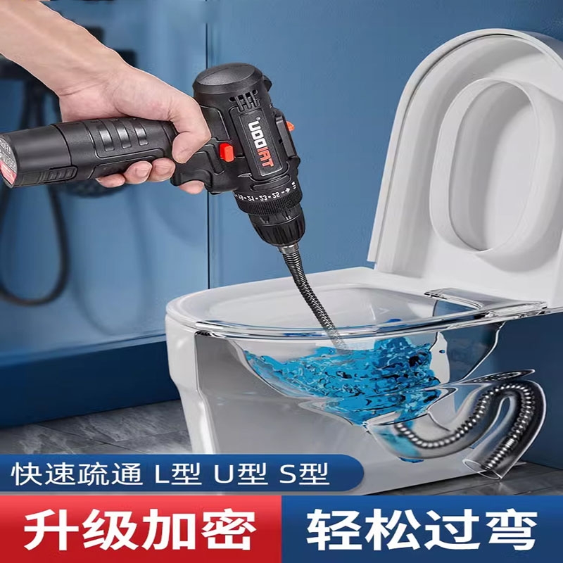 厨房下水道疏通神器专用工具电动管道疏通机一炮通马桶疏通器弹簧