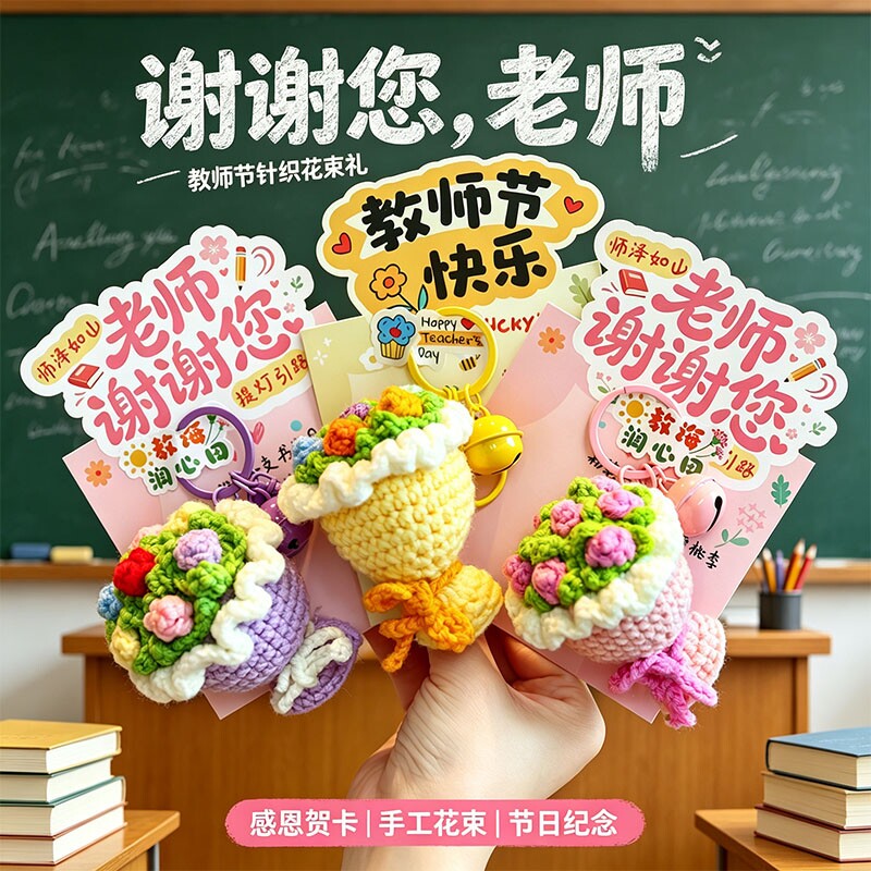 教师节礼物钥匙扣送女老师2026新款手工diy感恩小礼品包包挂饰链图片