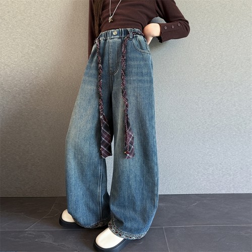 爱西娜女童牛仔裤百搭宽松阔腿裤