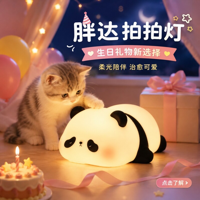 小夜灯熊猫发光小礼物送孩子朋友图片