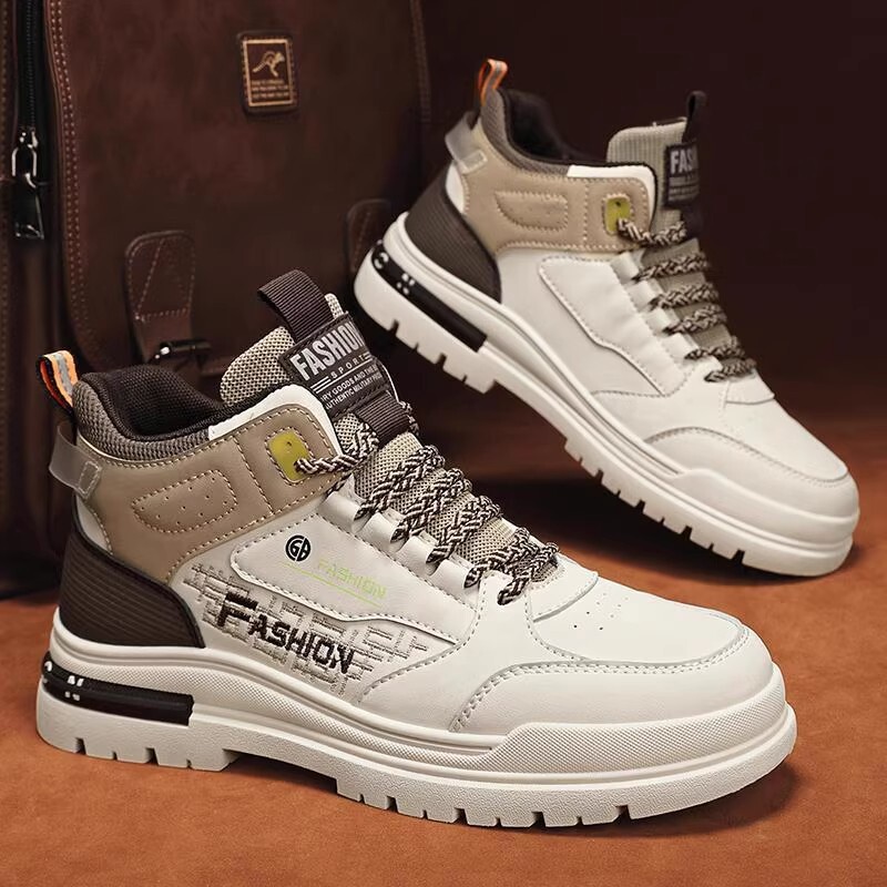 男鞋高帮内增高运动休闲板鞋秋冬款百搭潮鞋子棉鞋男士马丁靴加绒