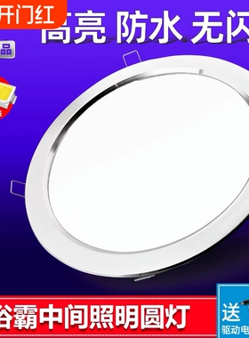 浴霸LED圆灯灯板  替换 集成吊顶中间灯7寸8寸led灯板面板灯圆形