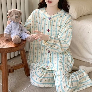 学生可外穿冬天家居服套装 长袖 2025新款 空气夹棉加厚睡衣女秋冬季