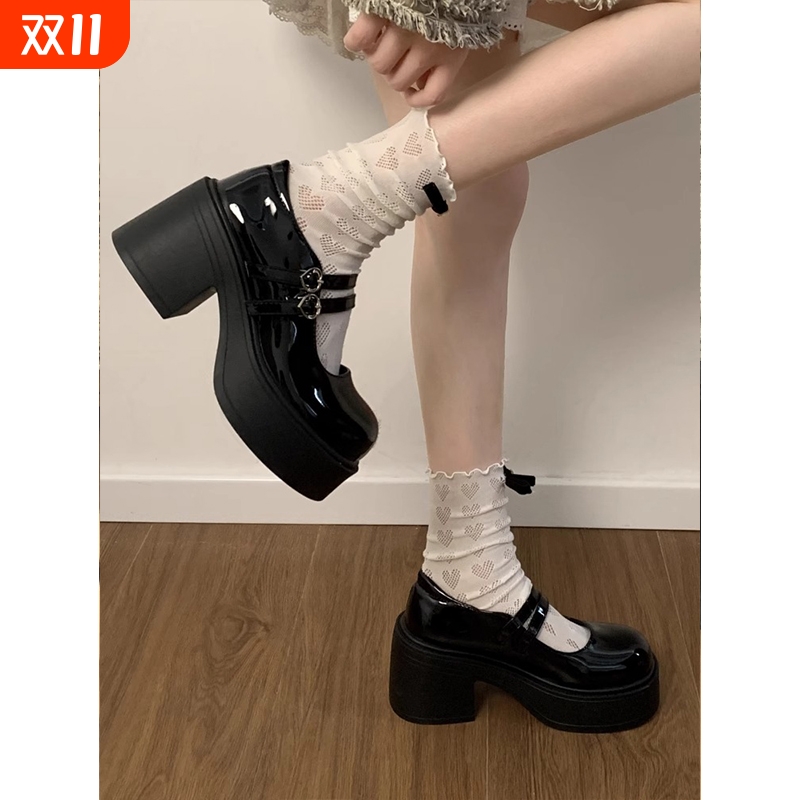 黑色英伦风玛丽珍女鞋小个子增高小皮鞋女厚底jk单鞋乐福鞋高跟鞋