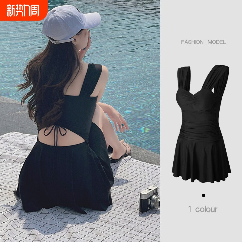 新款游泳衣女士保守遮肚显瘦聚拢女孩高级感泡温泉防走光泳装Y03