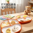 宝宝儿童餐盘吸盘硅胶分格辅食盘婴儿吃饭训练勺子餐具套装不锈钢
