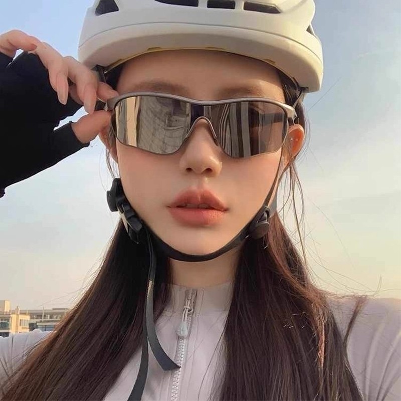 骑行护目镜日夜两用防风沙防雾自行车眼镜男女款太阳镜圆脸水银