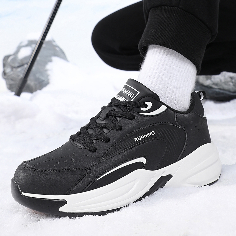 男士老爹鞋厚底特大码运动鞋46黑色冬季加绒棉鞋47百搭潮流跑步鞋