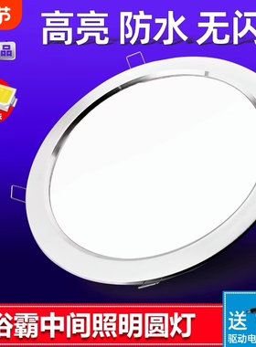 浴霸LED圆灯灯板  替换 集成吊顶中间灯7寸8寸led灯板面板灯圆形
