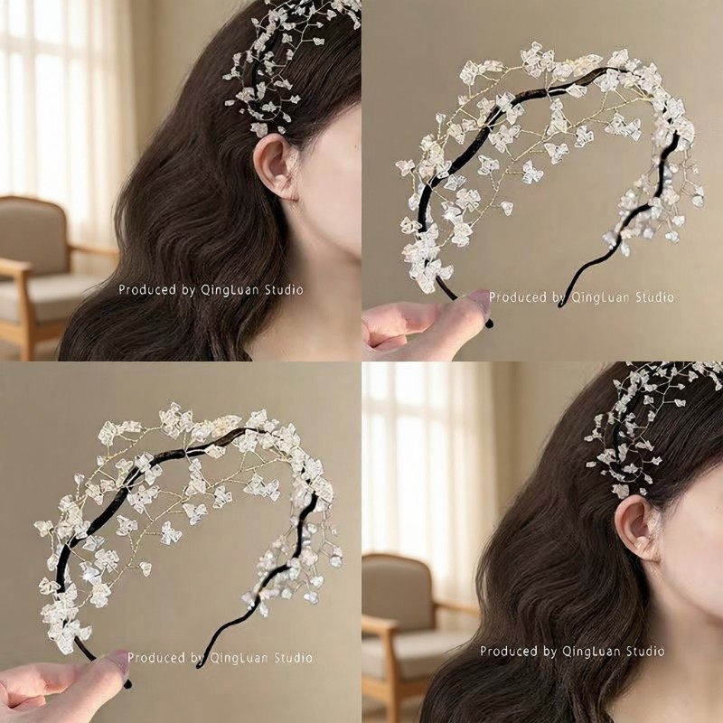 满天星~精致闪钻花朵发箍女2025新款重工设计超仙发饰头箍旅行箍