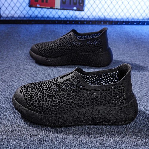 男士夏季新款运动休闲鞋3D打印男鞋镂空透气软底舒适户外洞洞鞋男