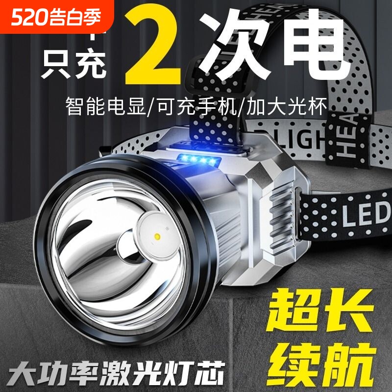 公牛适用头灯2025新款强光超亮头戴式感应钓鱼超长续航户外登山灯