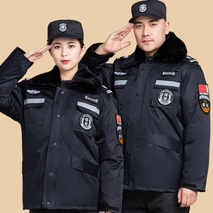 保安工作服冬装加厚棉衣防寒服装男冬季多功能中长款作训服棉袄