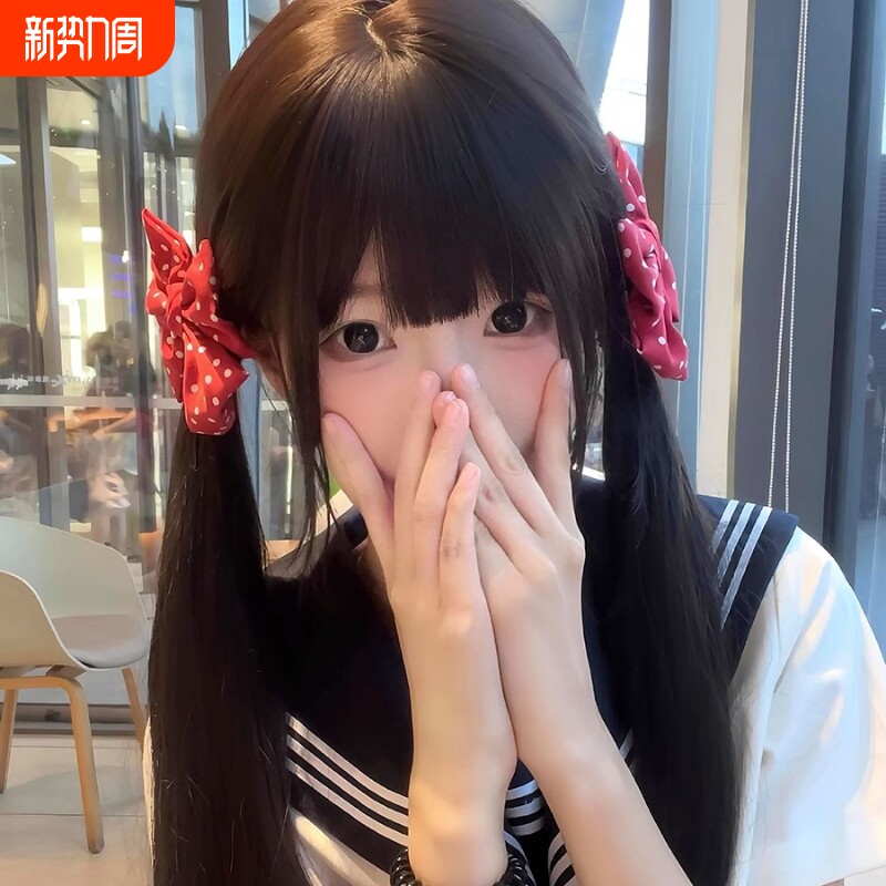 日系少女红色波点蝴蝶结发夹可爱jk制服大号对夹元气高级感发饰